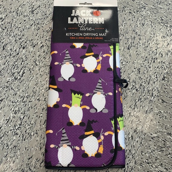 Halloween Gnomes in Costumes Kitchen Dish Drying Mat Spooky Gothic Placemat Boo - Picture 2 of 8